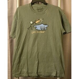Life‎ is Crap Green Golf Pond Unhappy Mad T Shirt Medium